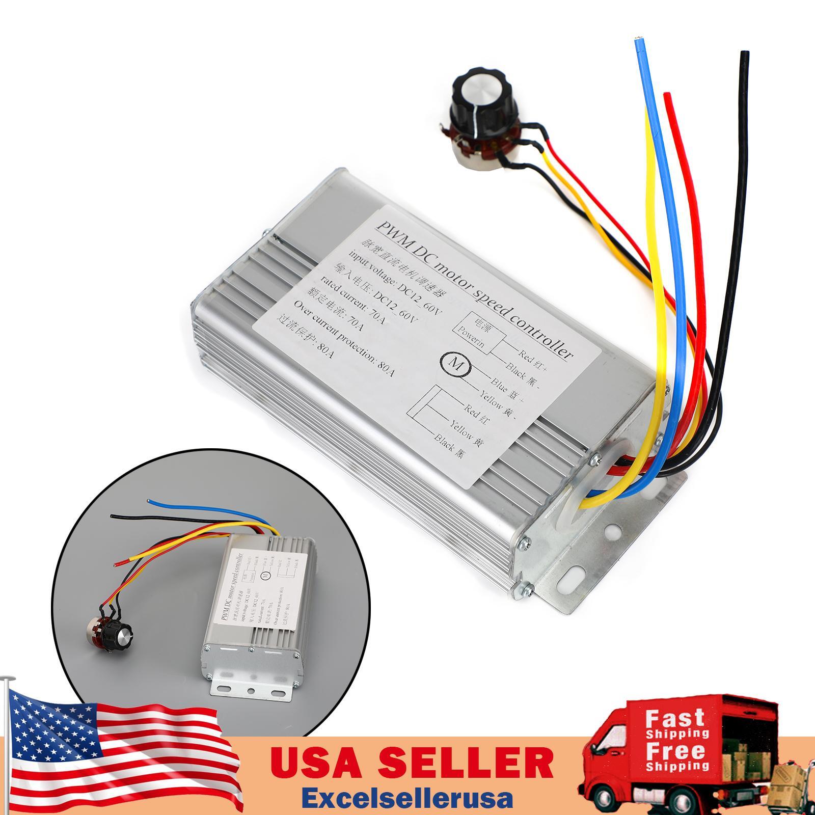 DC 12V 24V 36V 48V 70A 4000W DC Motor PWM Speed Control Brush Motor Controller E