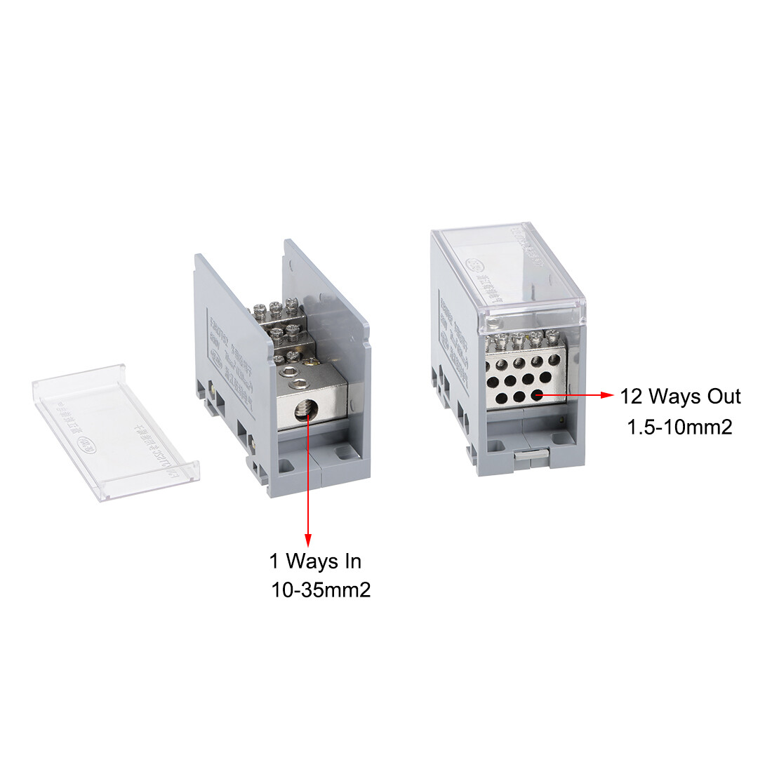 1 Input 12 Output 35mm DIN Rail Terminal Connectors Distribution Block