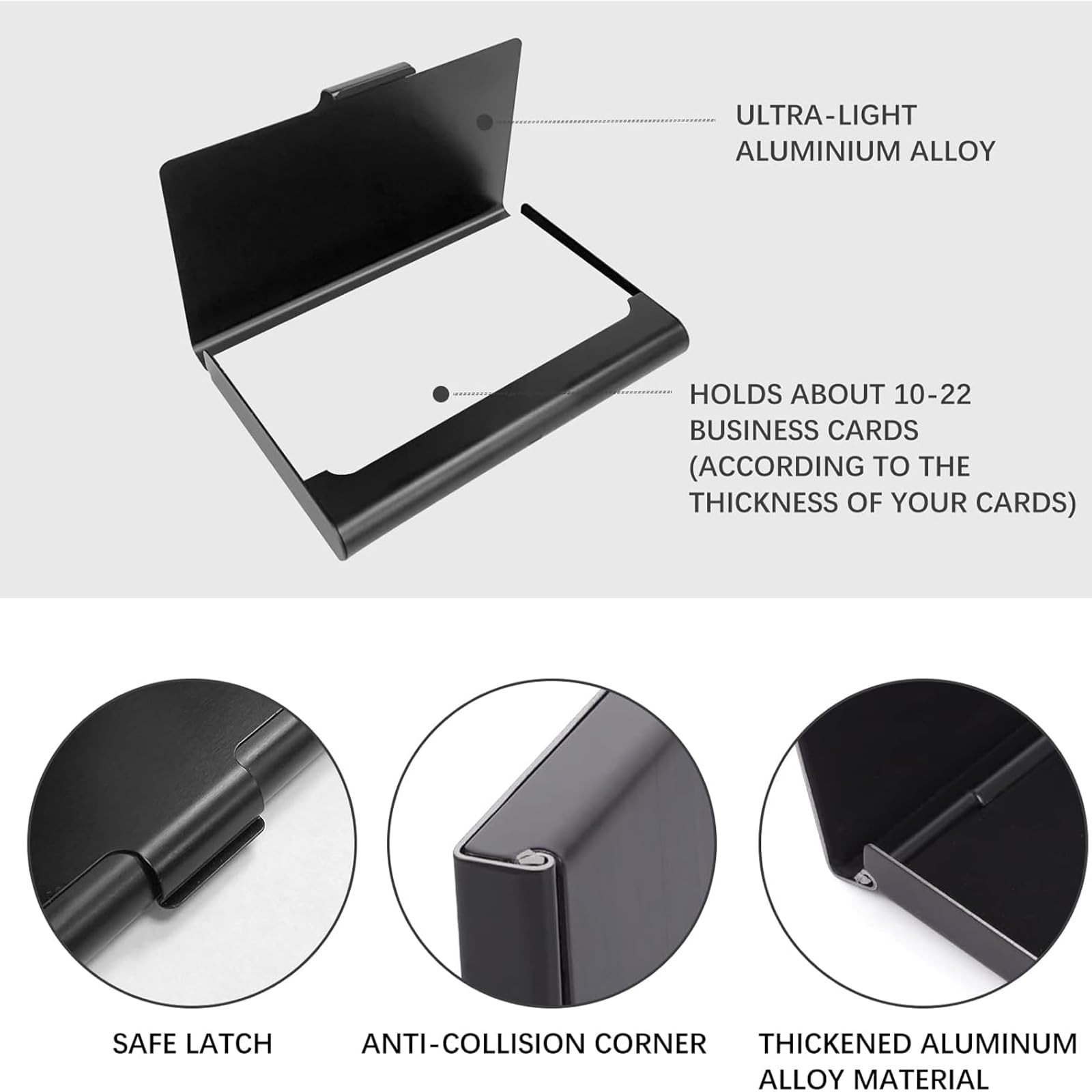 WBHLMZIR 4 Pack Slim Business Card Holder Case for Men 10mm, Black