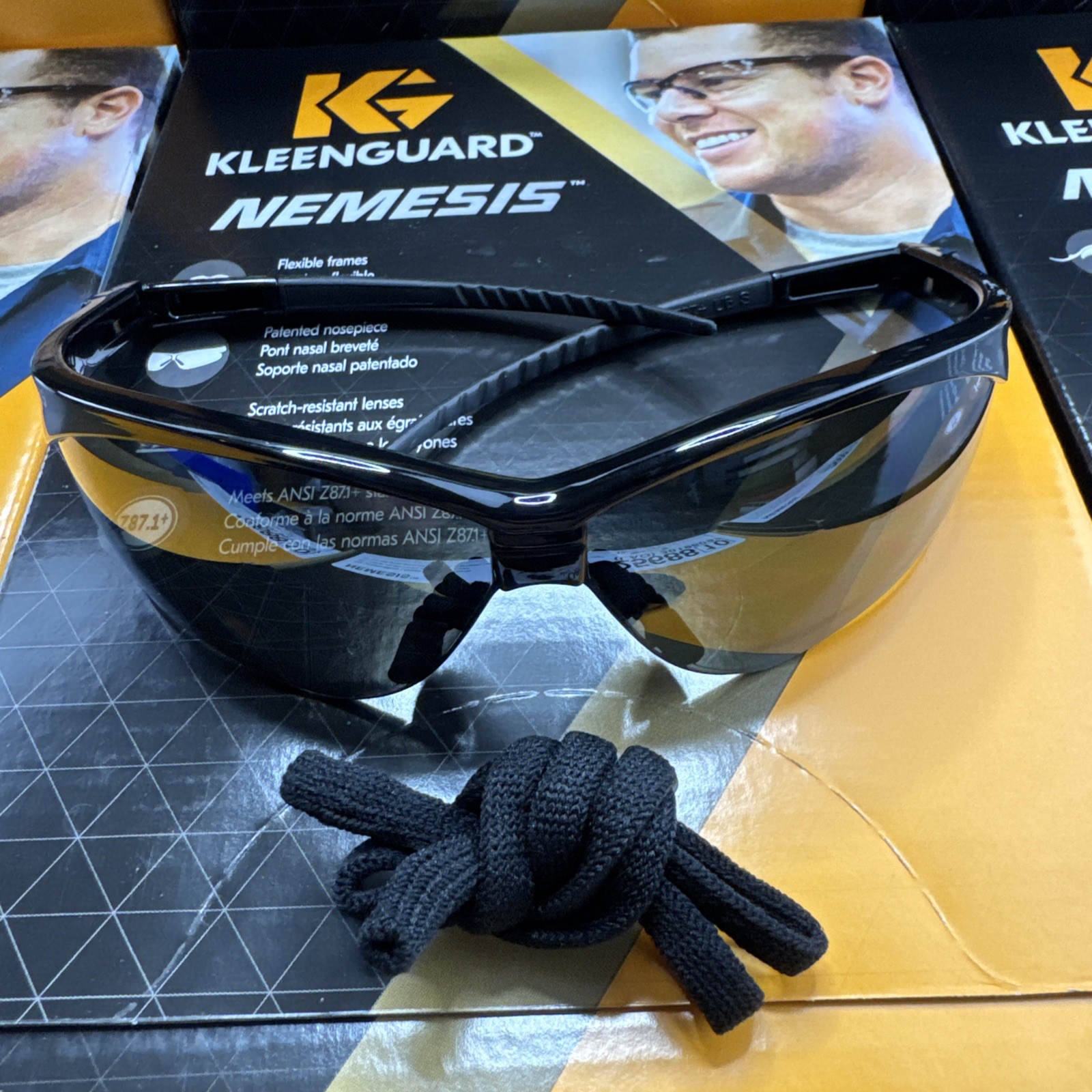 (12) Kleenguard 25688 Nemesis Safety Glasses Smoke Mirror Black Frame ANSI Z87+