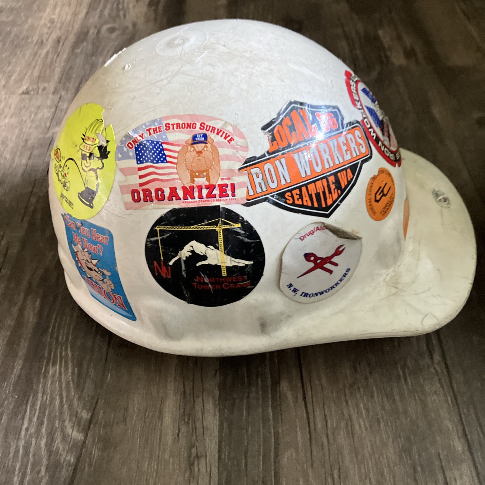 Lot 2 Vintage Fibre-Metal Hard Hats White Class E & G Seattle Ironworker Union