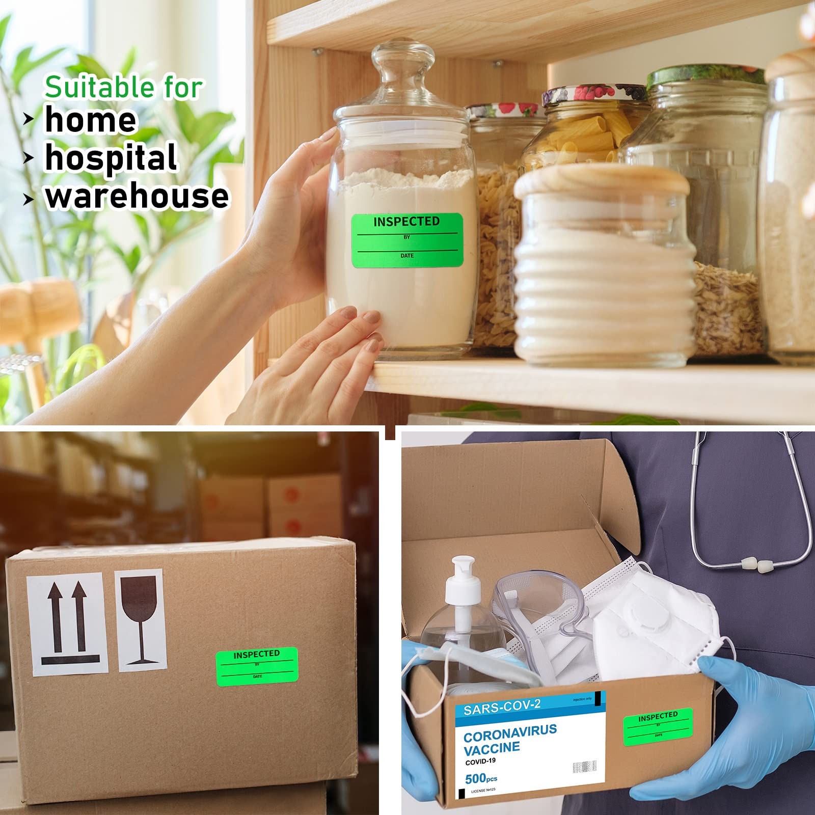 Gersoniel 600 Pcs 1 x 2.25 Inch Quality Control Inventory Labels Will Not Fade R