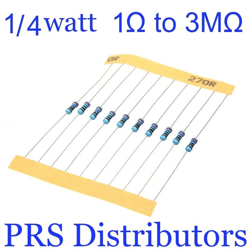 20 Pieces Resistor Metal Film 1Ω to 3MΩ 1/4W 0.25 W 1% Tolerance USA SELLER