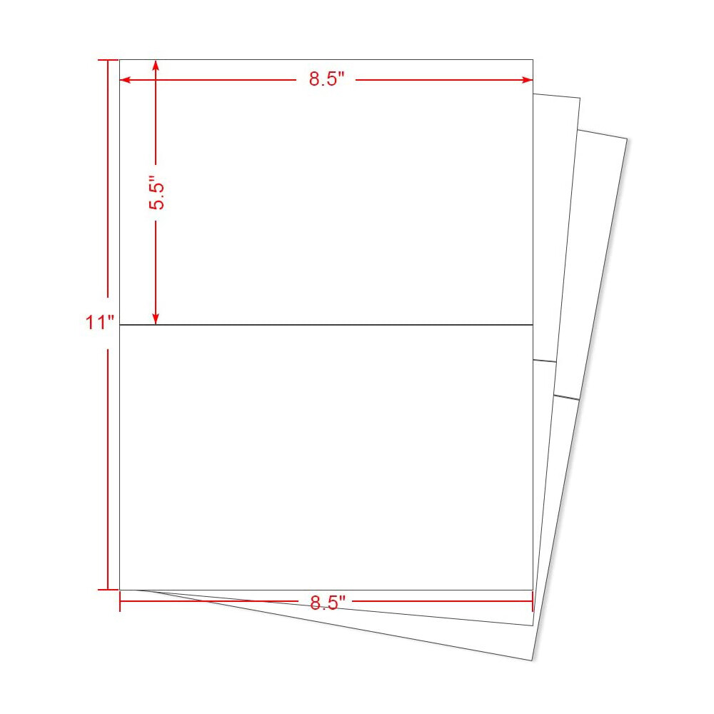 50-2000 Premium 8.5″ X 5.5″ Half Sheet Self Adhesive Shipping Labels 2 Per Sheet