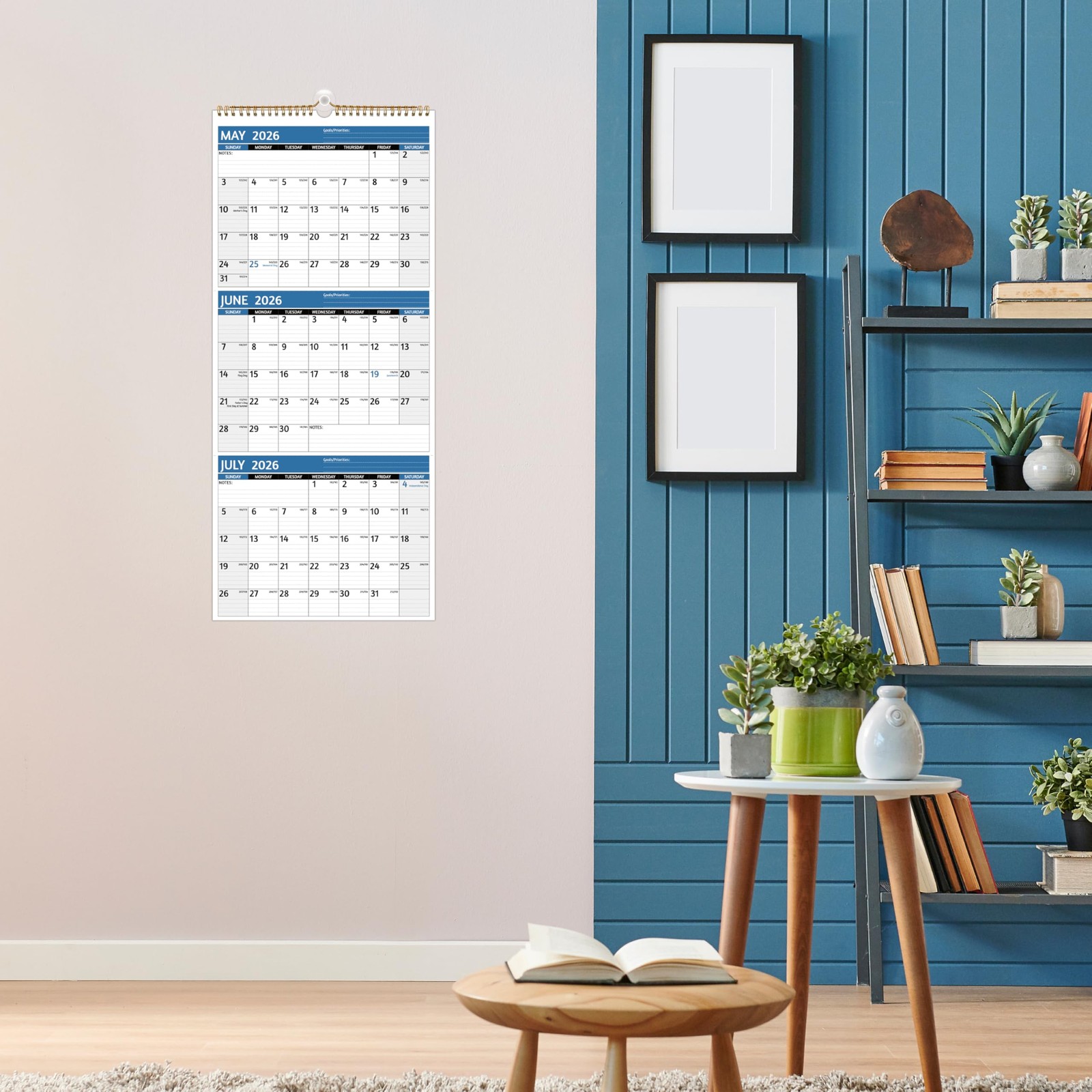 2026-2027 Wall Calendar – 3 Month Vertical, Apr 2026 -…