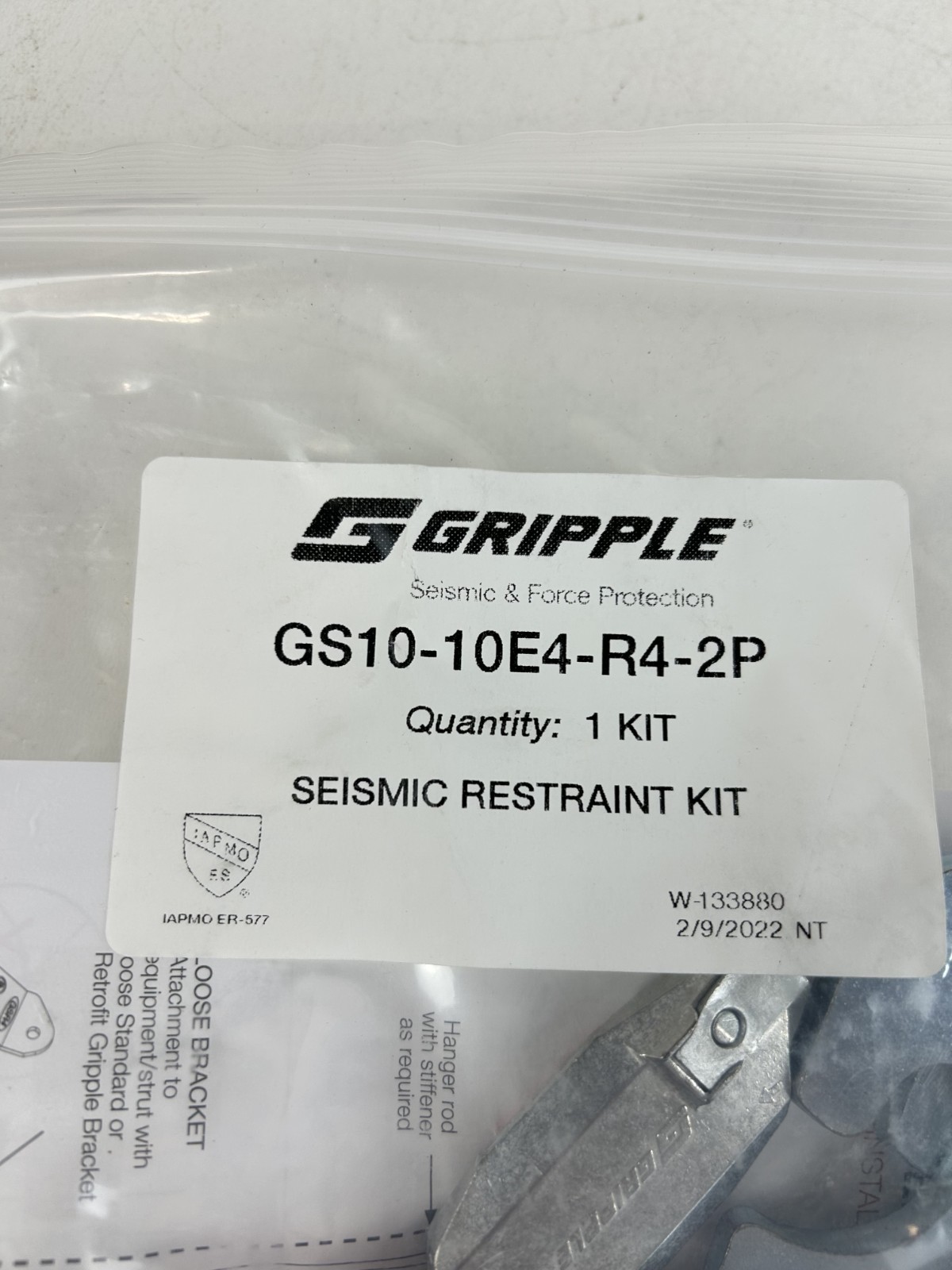 Gripple GS10-10E4-R4-2P Seismic Restraint Kit, 5/64″ X 10′