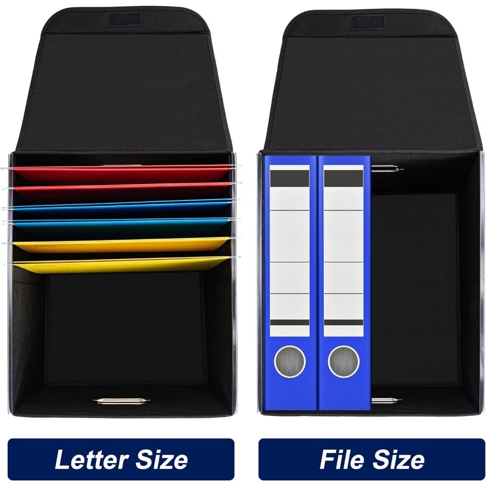 Large Hanging File Organizer Box with Lid, Portable Collapsible Storage File Box