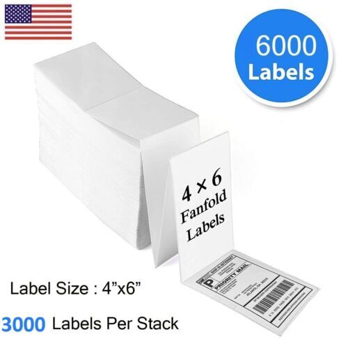 4»x6» Direct Thermal Labels Shipping LABELS for Zebra 500 ~ 6000 Pcs