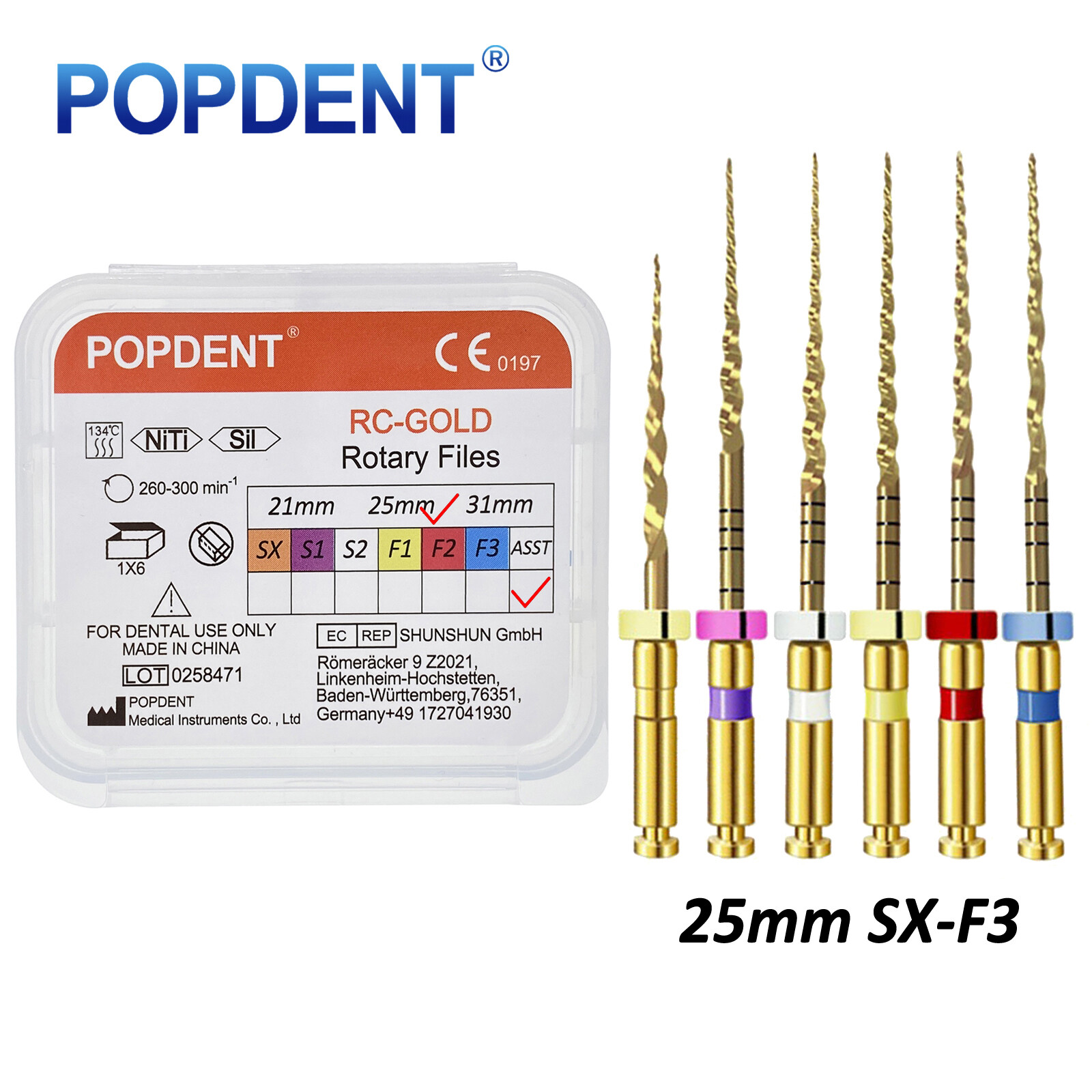 Dental Endodontic Rotary Endo Root Canal File X-Pro Blue /Gold Taper POPDENT