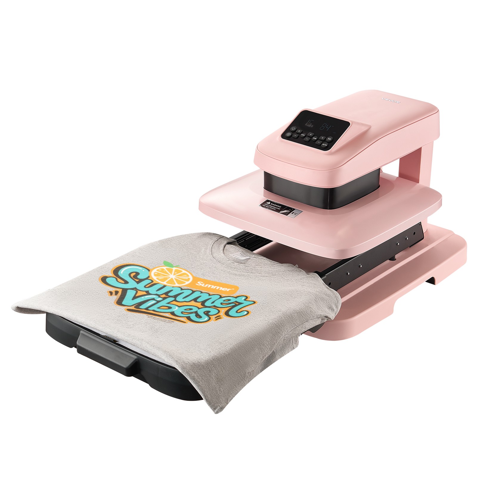 VEVOR Auto Heat Press Machine T-Shirt Press Machine 15 x 15 in Heat Plate Pink