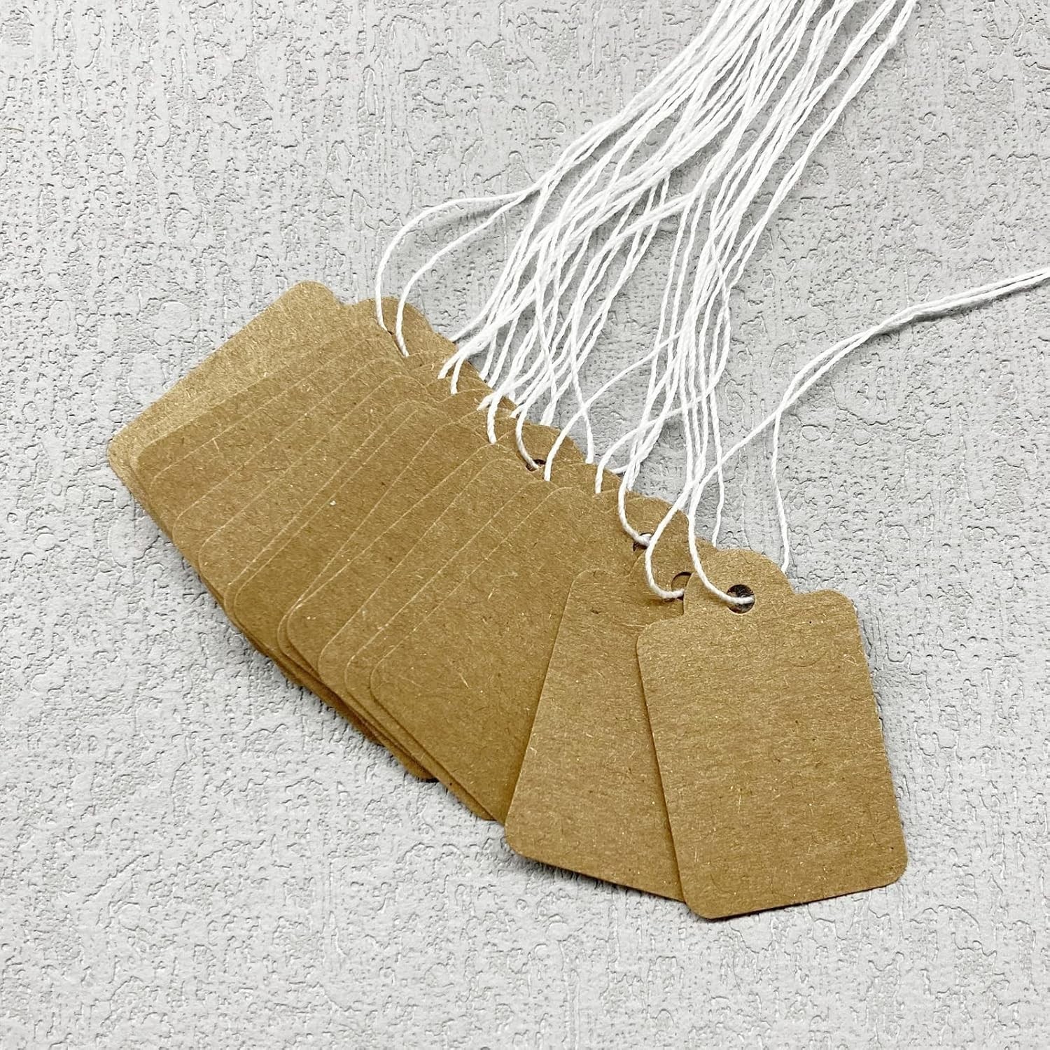 200 Pcs Rustic Kraft Price Tags with String – Writable Mini Labels 1.38″ x 0.87″