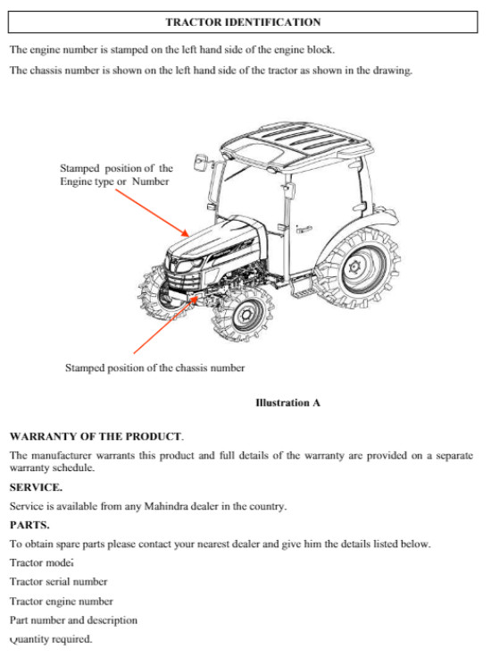 Mahindra 2638 HST / HST CABIN Tractor Operator’s Manual PDF / USB / Printed