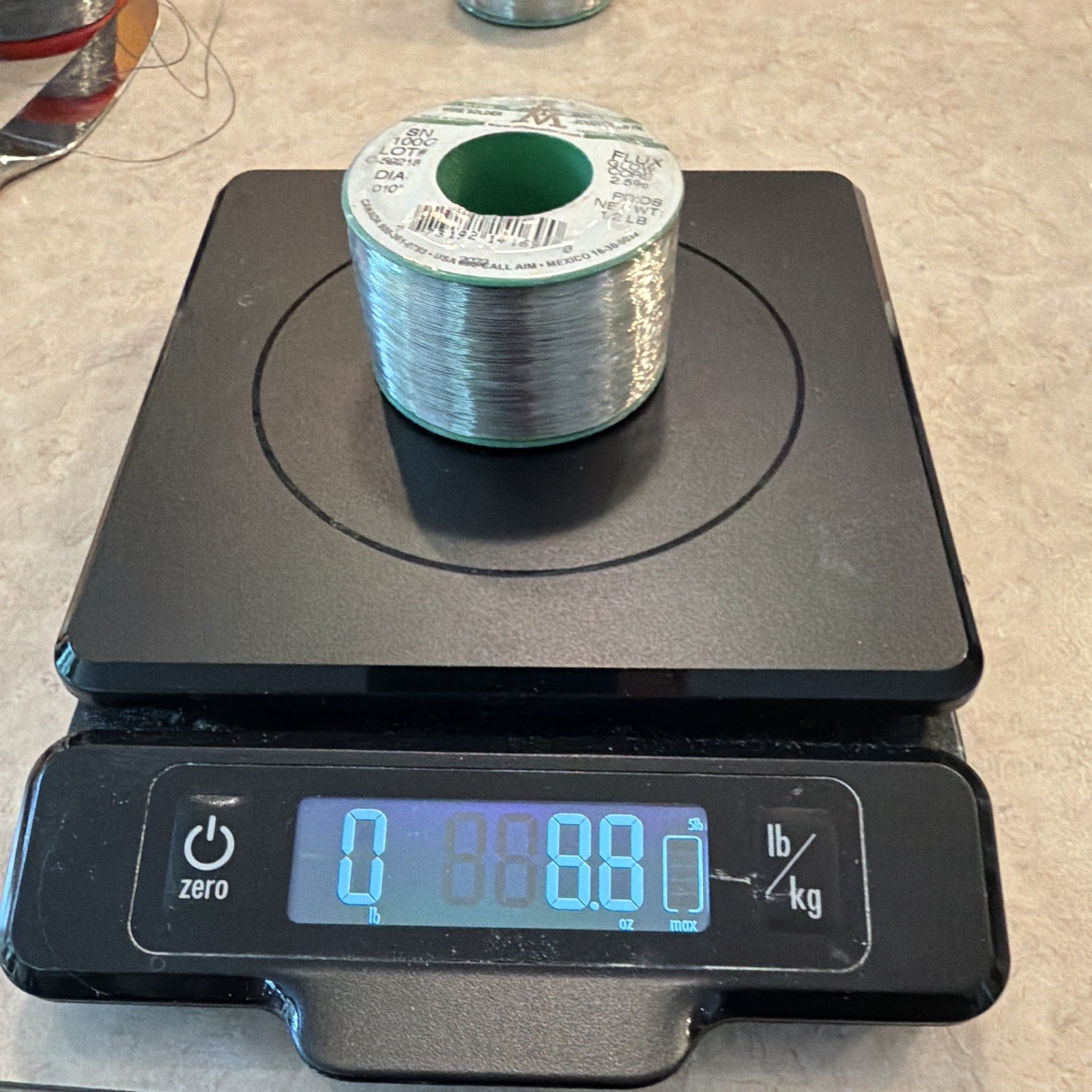 AIM SN100C Flux Core Wire Solder 2.5% 0.010 in 1/2 lb Spool 16-30-0002