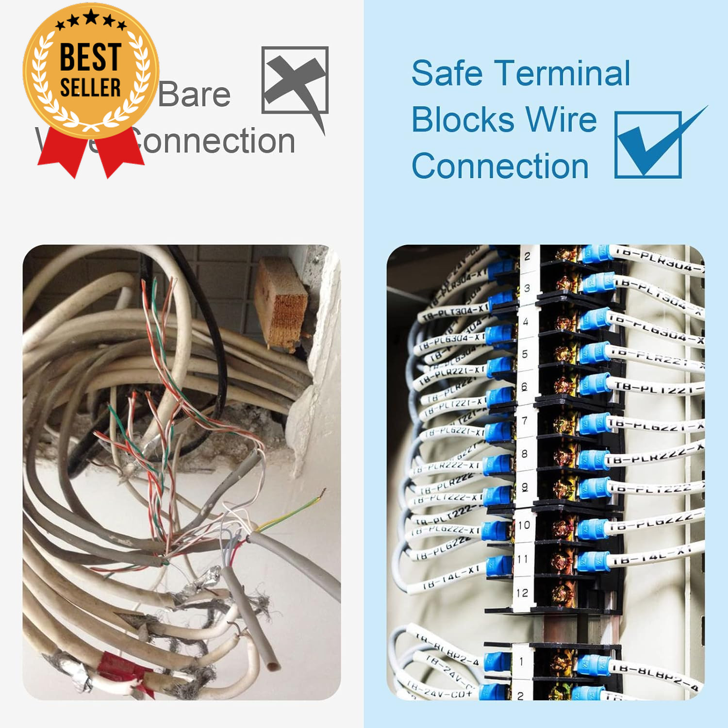 Terminal Block 2 Pack 6 Circuits 20-30A 200V-450V Dual Row Screw Terminals