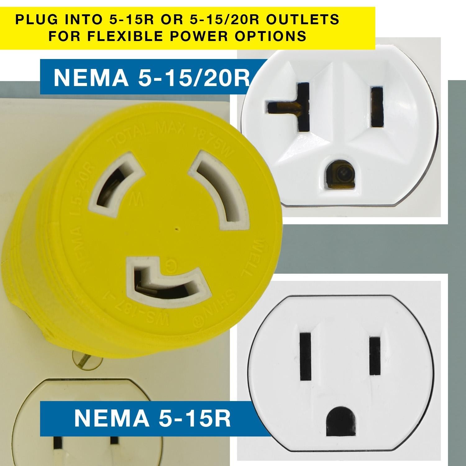 Conntek 30221-YW Plug Adapter NEMA 5-15P to L5-20R