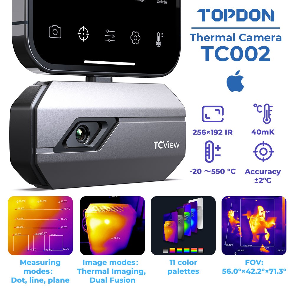TOPDON Infrared Thermal Imaging Camera Adapter -20℃ to 550℃ for IOS iPhone iPAD