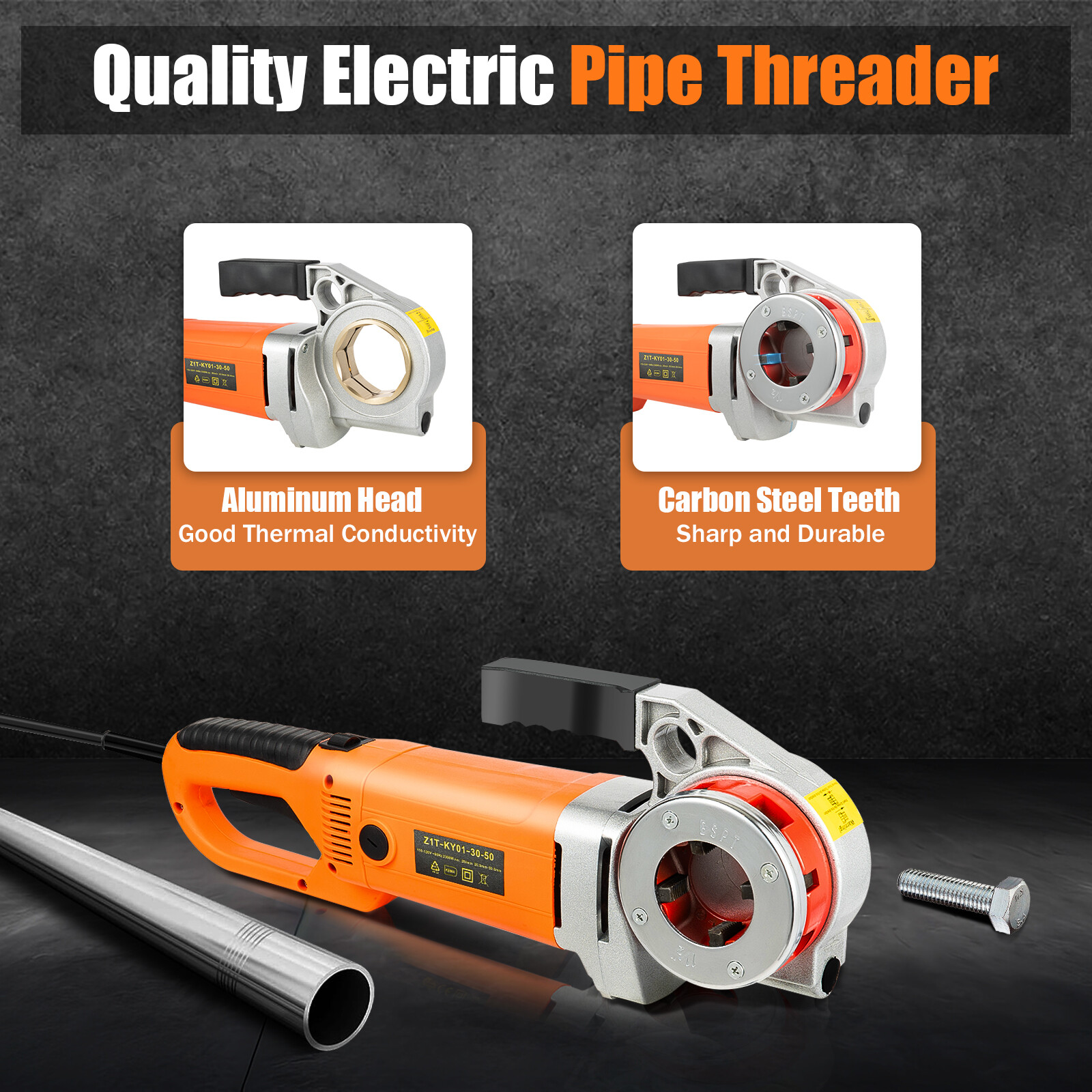 2300W Electric Threading Machine with 6 Dies, Portable Pipe Threading Tool Set