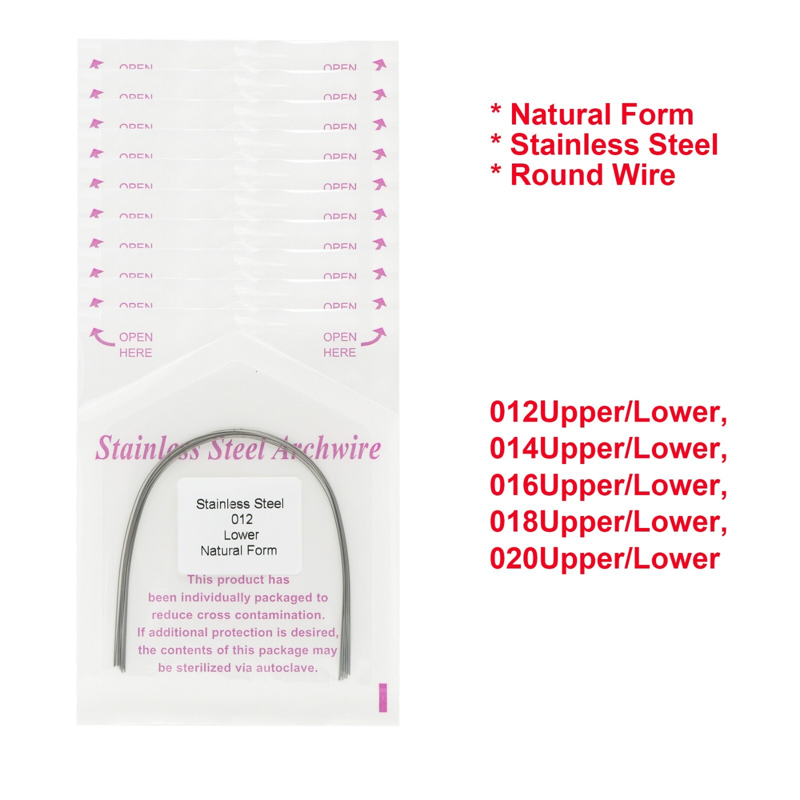 100Pcs Dental Ortho Arch Wire Round/Rectangular Stainless Steel Ovoid/Natural