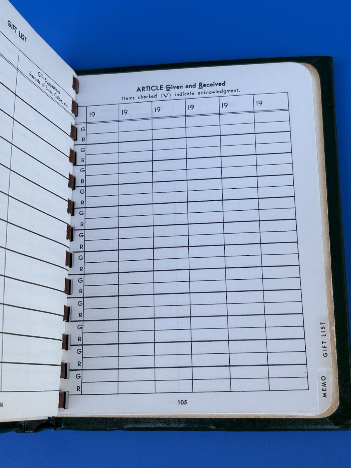 True Vintage 20th Century Addresses Phonebook Planner Dark Green Unused Memo