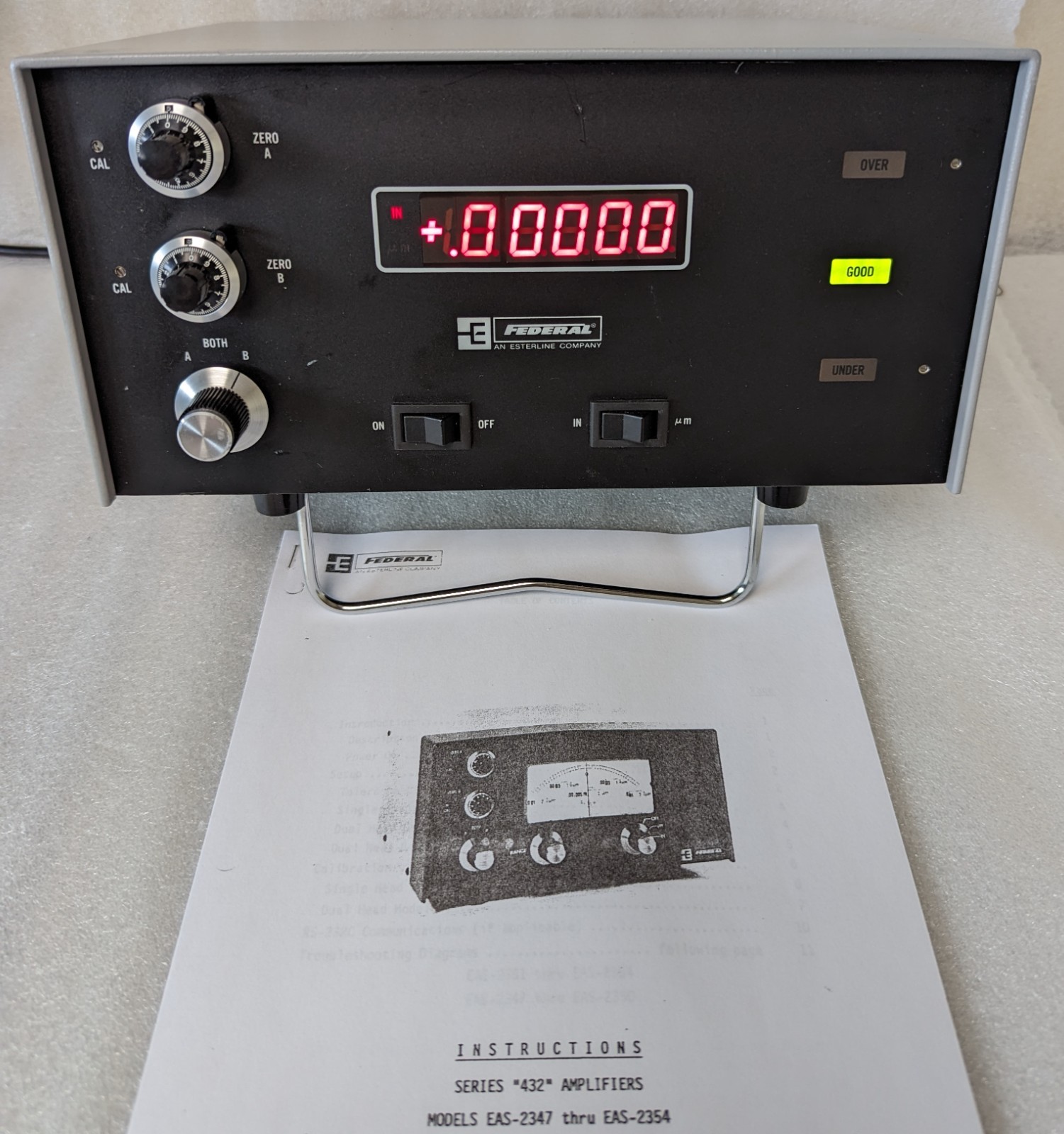 FEDERAL PRODUCTS 432 SERIES EAS-2350 GAGING AMPLIFIER with EHE-1100 GAGE HEAD