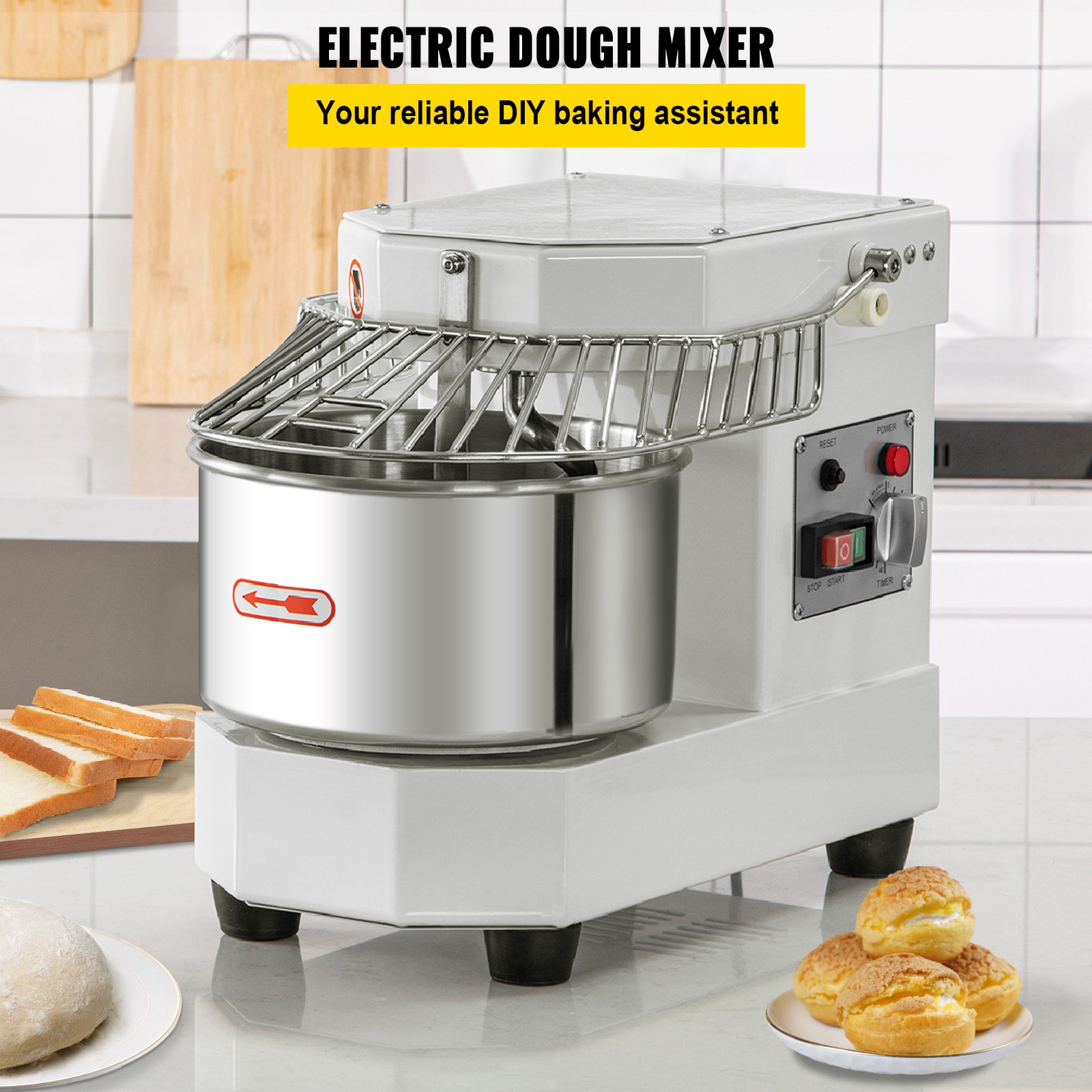 8QT Commercial Dough Mixer Spiral Food Mixer Pizza Bakery Dual Rotating 450W