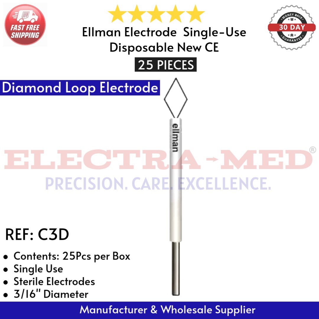 Ellman Electrodes – 14 Types: Ball, Needle, Scalpel, Diamond, Round, U – 25 Each