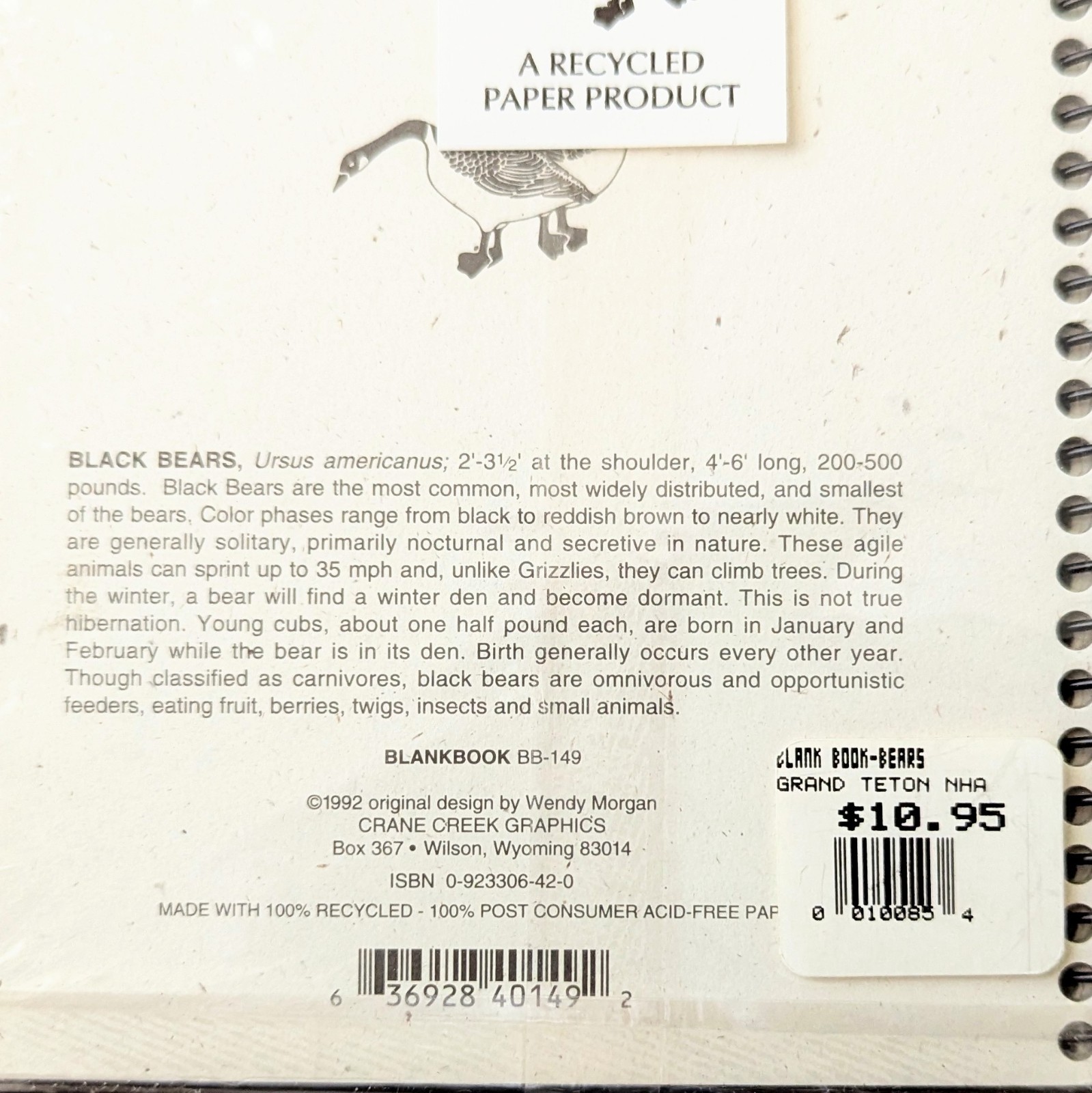 Crane Creek Graphics Blank Book Black Bears Notebook Bear Cubs Sealed