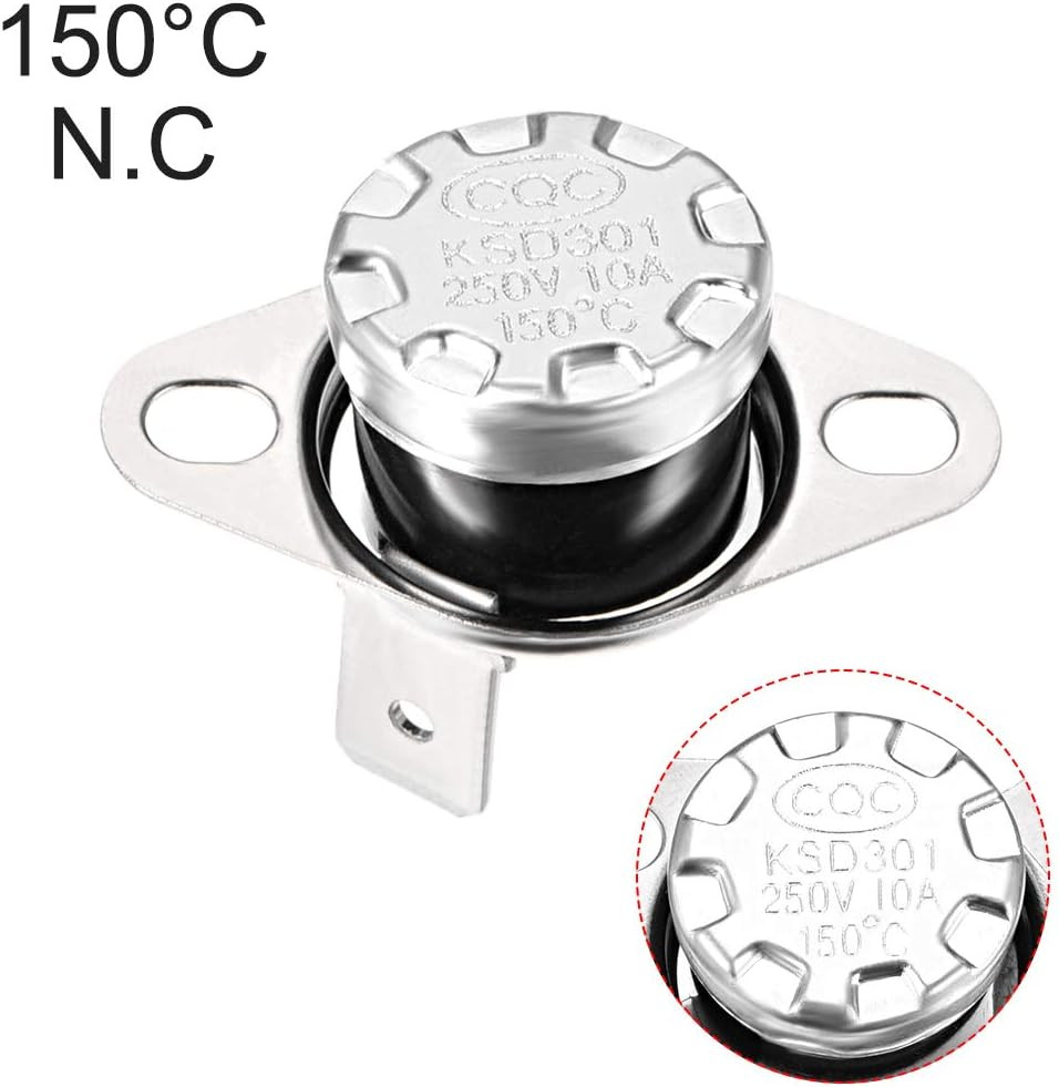 Uxcell KSD301 Thermostat 150°C/302°F 10A N.C Adjust Snap Disc Temperature Switch