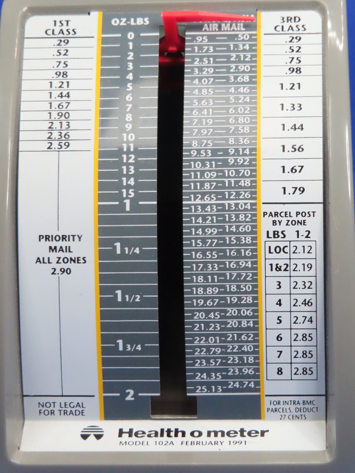 Vintage 1991 Health O Meter Model 102A Table Top Postal Scale 2 lb