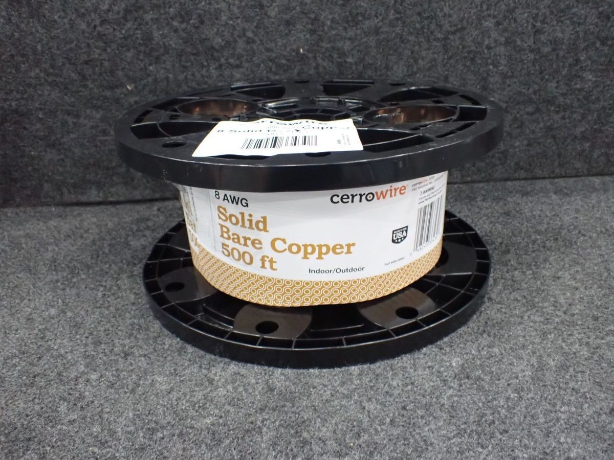 CERROWIRE 050-2000J Solid Bare Copper Wire, 8 AWG, 500ft*