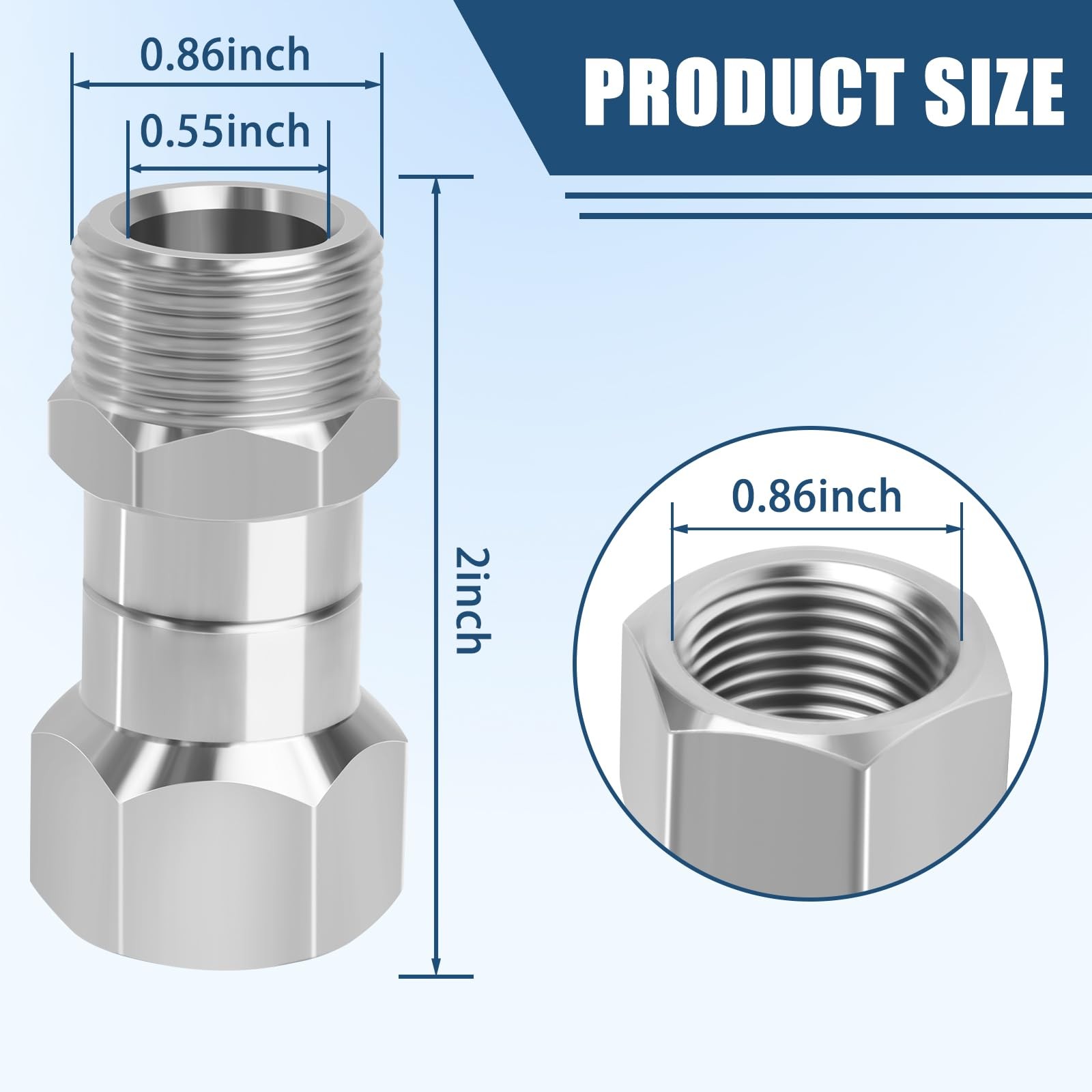 M22-14mm Pressure Washer Swivel Fittings 14mm, stainless steels