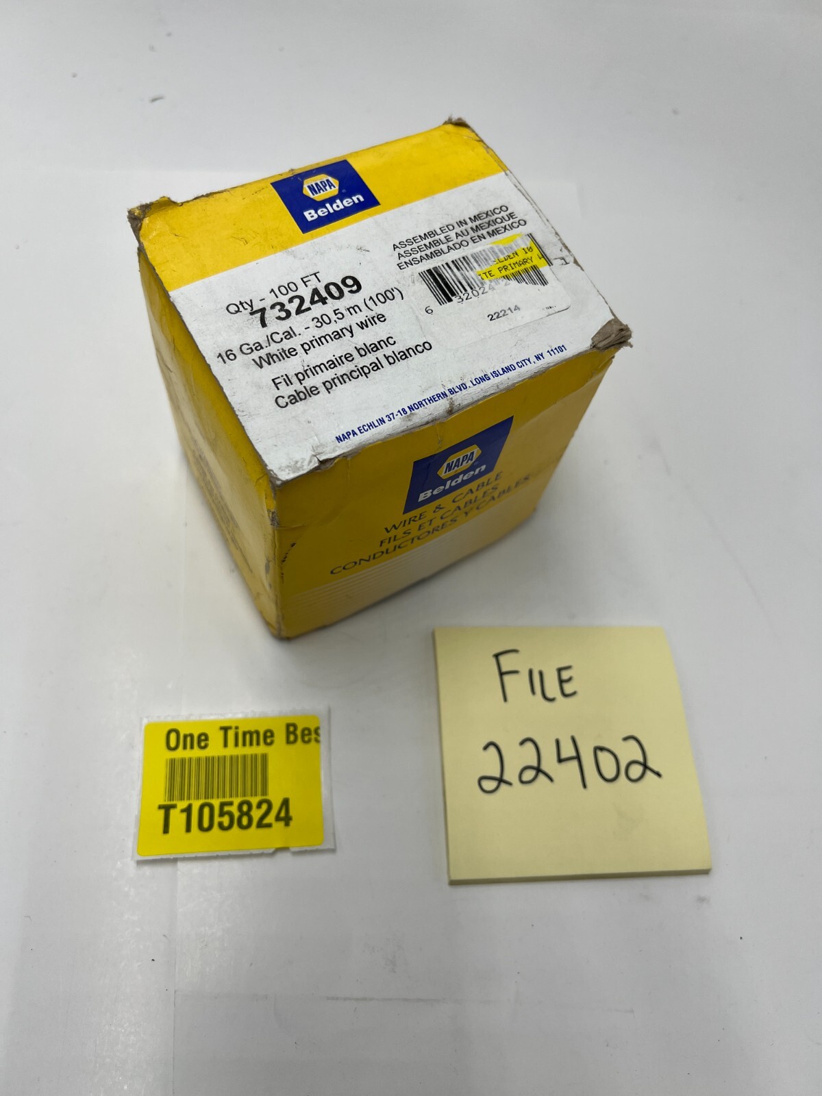 NAPA 732409 Belden White Primary Wire 100ft T-5788N 16 Ga/Cal 30.5 m
