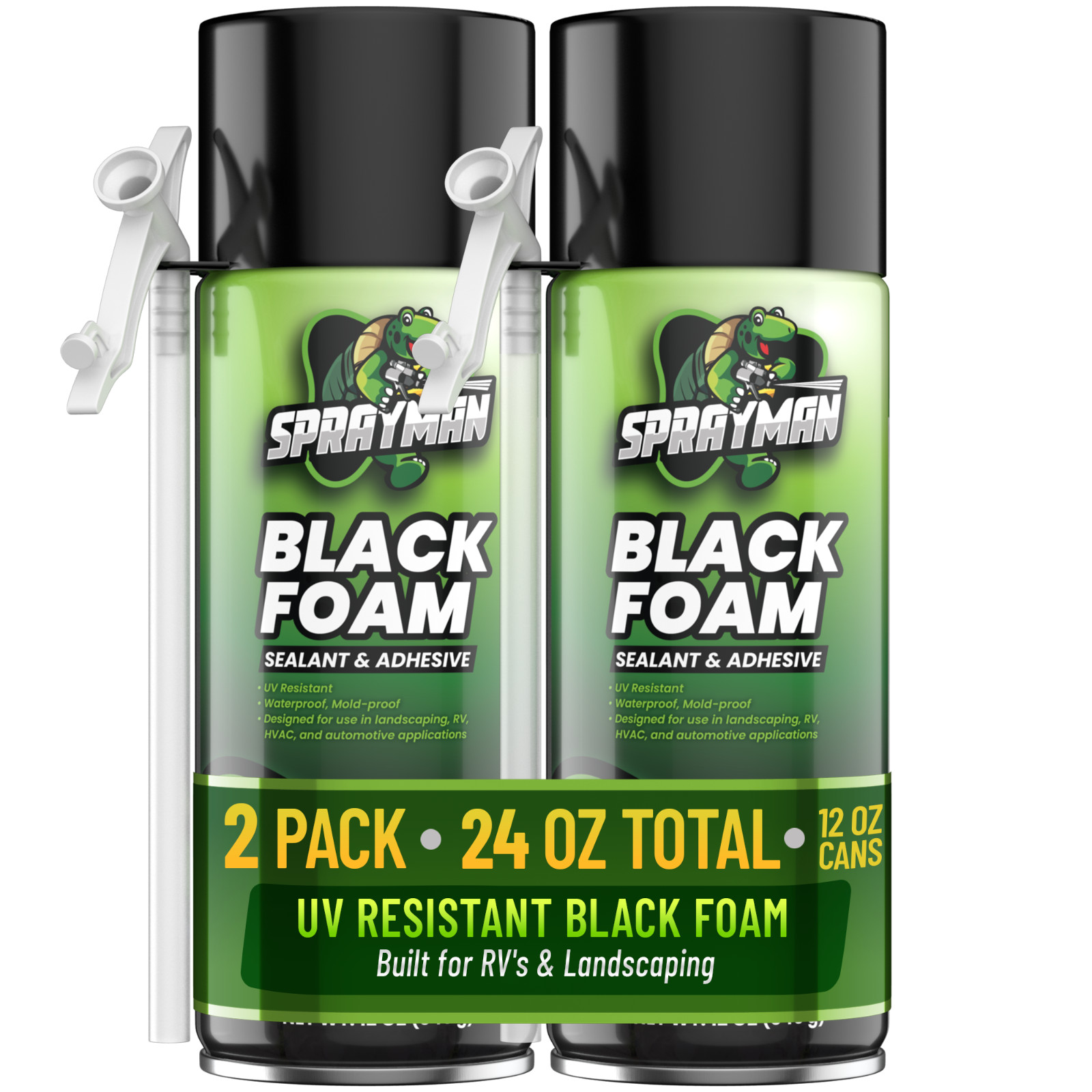 Sprayman Waterfall Pond Landscape Expanding Waterproof Black Spray Foam 12oz 2Pk