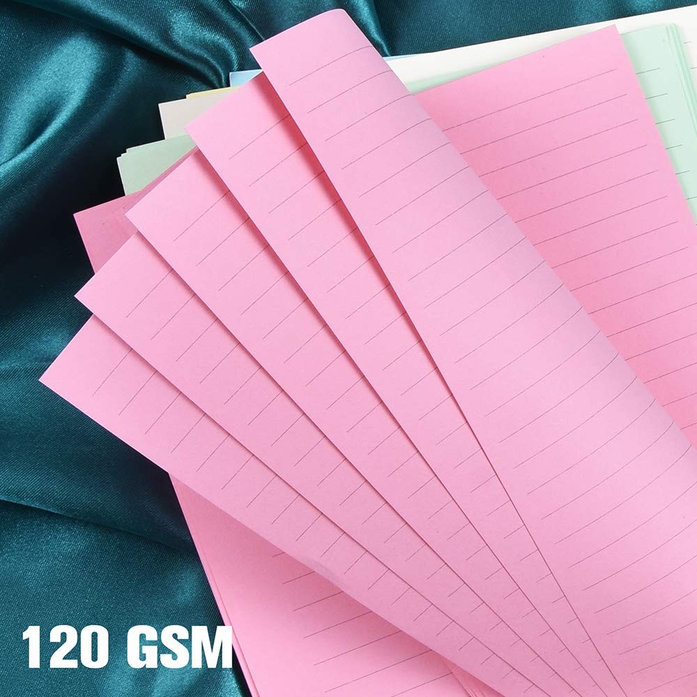 Lined Refill Paper, 200 Colored Ruled Pages for A5 A5, Multicolored