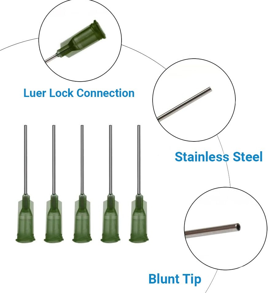 Blunt Tip Needles 14G x 1″ – Luer Lock – 20 Pack – Dispense Glue, Oil, Ink