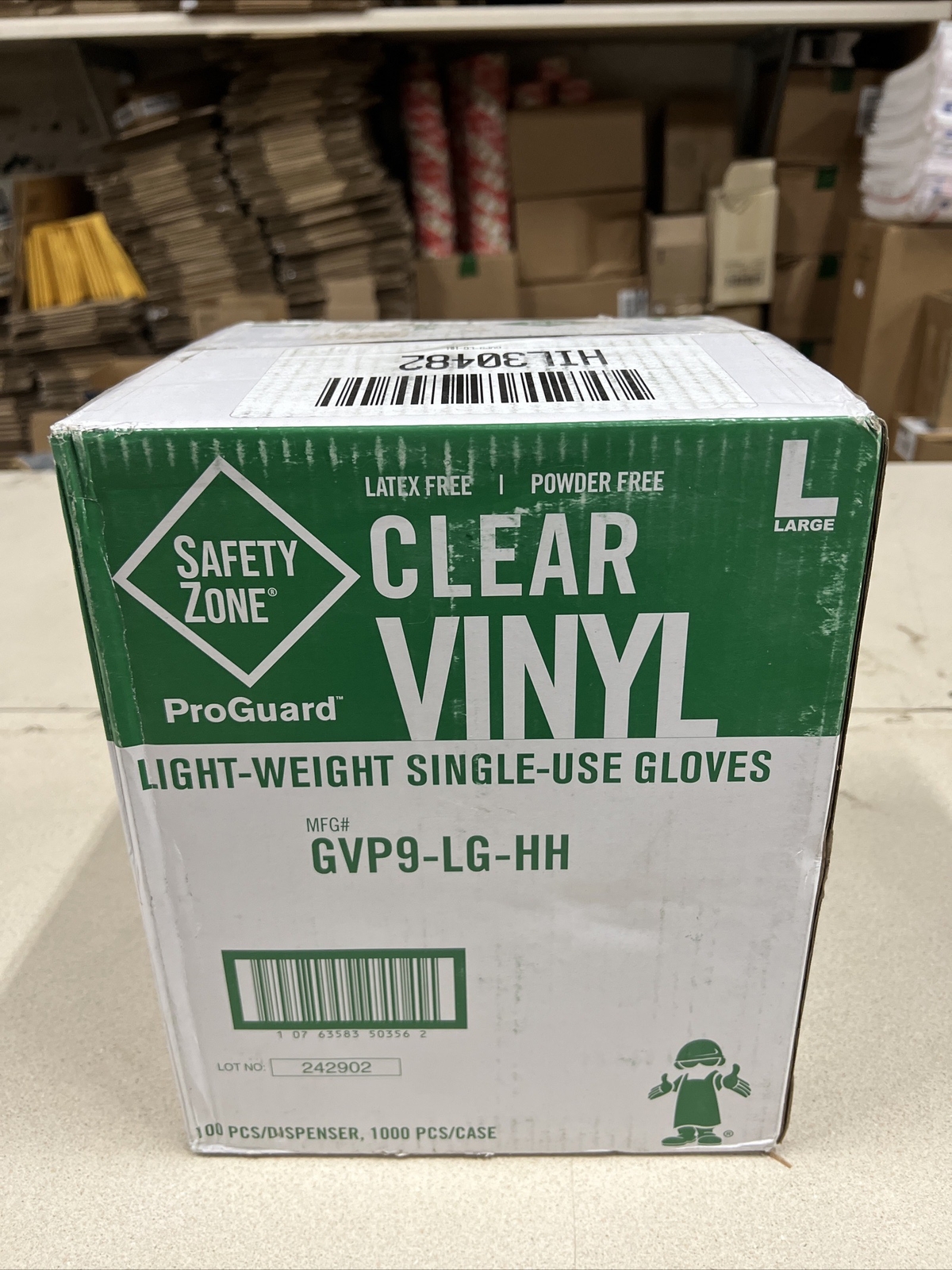 SAFETY ZONE GVP9-LG-HH Light-Weight Clear Vinyl Gloves 1,000 Gloves (10 PACK)