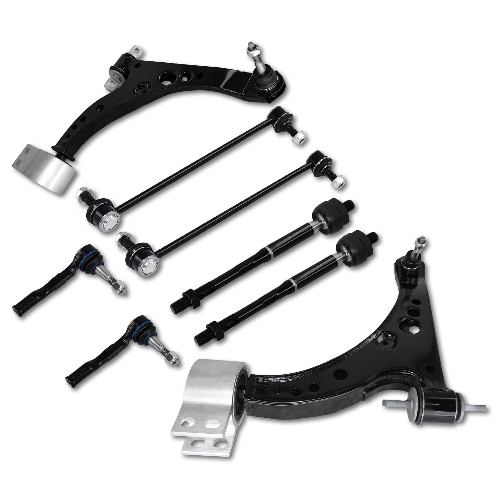 8Pcs Front Lower Control Arm Ball Joint Tie Rods Sway Bar Kit 16-19 Cruze Volt