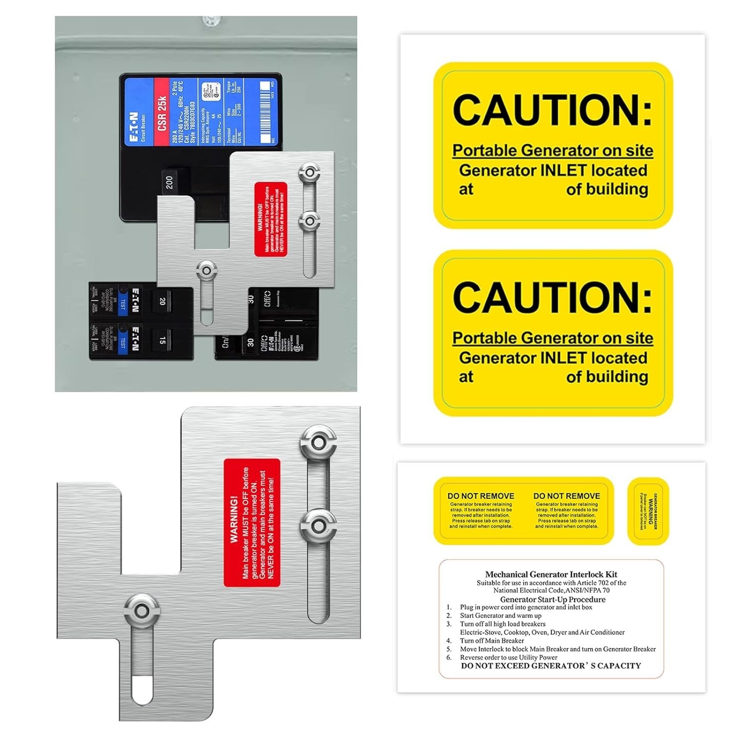 Eaton Cutler Hammer BR Series Generator Interlock Kit for 150/200 Amp Panels