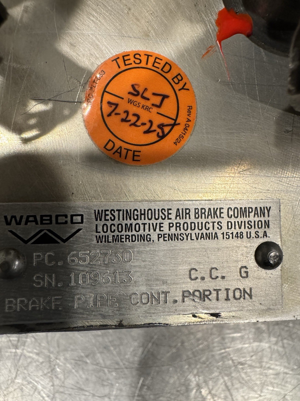 Wabco PC. 652730 Locomotive Brake Valve Control Valve UNTESTED MAY WORK!!