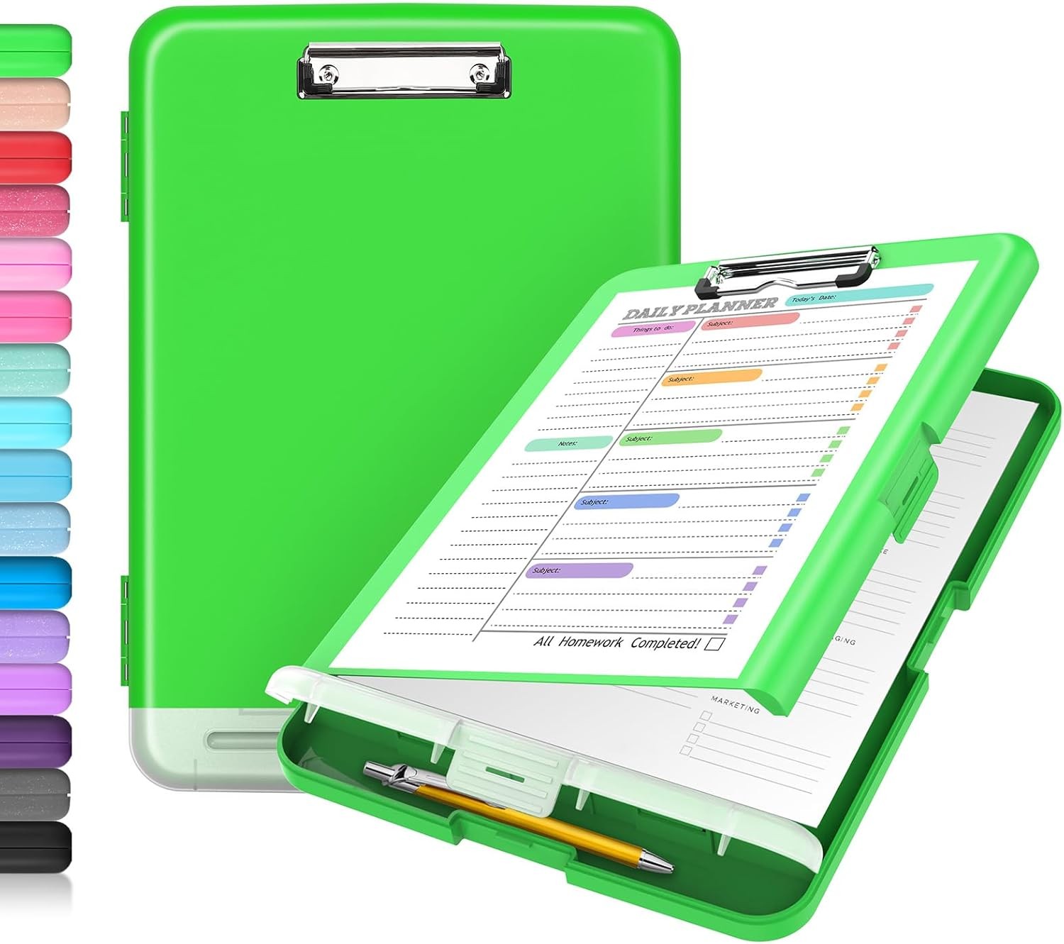 Sooez Clipboard with Storage, Clip Board 8.5 10″W x 1-1/4″D x 14-1/2″H, Black