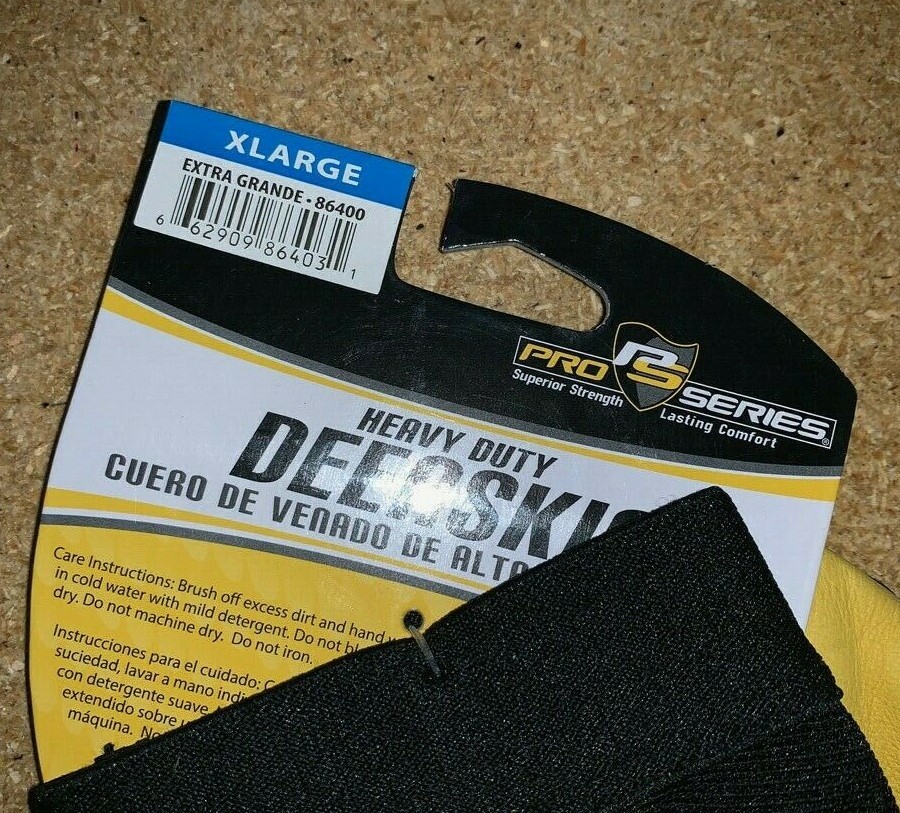 TWO PAIR of Heavy Duty Grain Deerskin / Spandex Back Gloves – 86400 X-Large