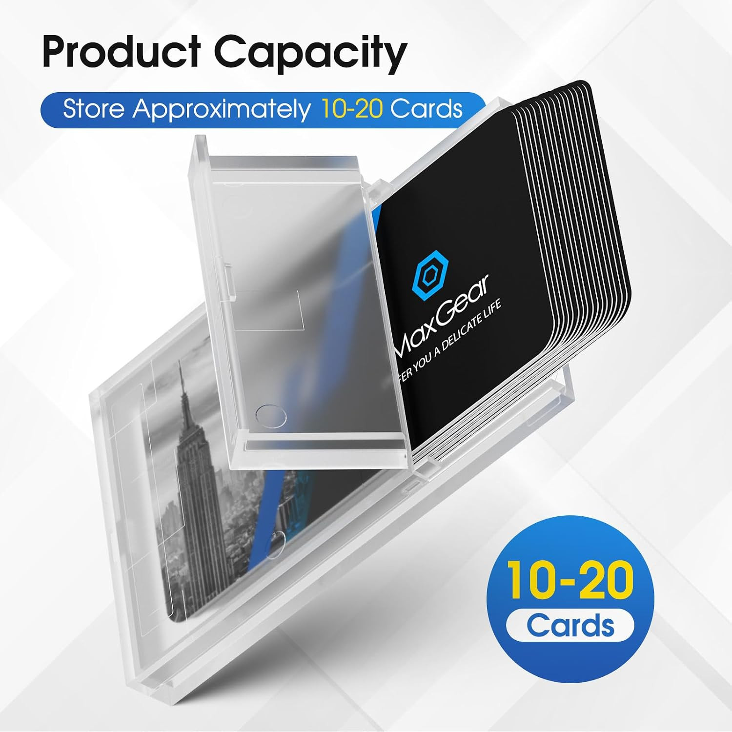 Plastic Business Card Holder 3 Pack | Slim Portable Clear Business Card Case for