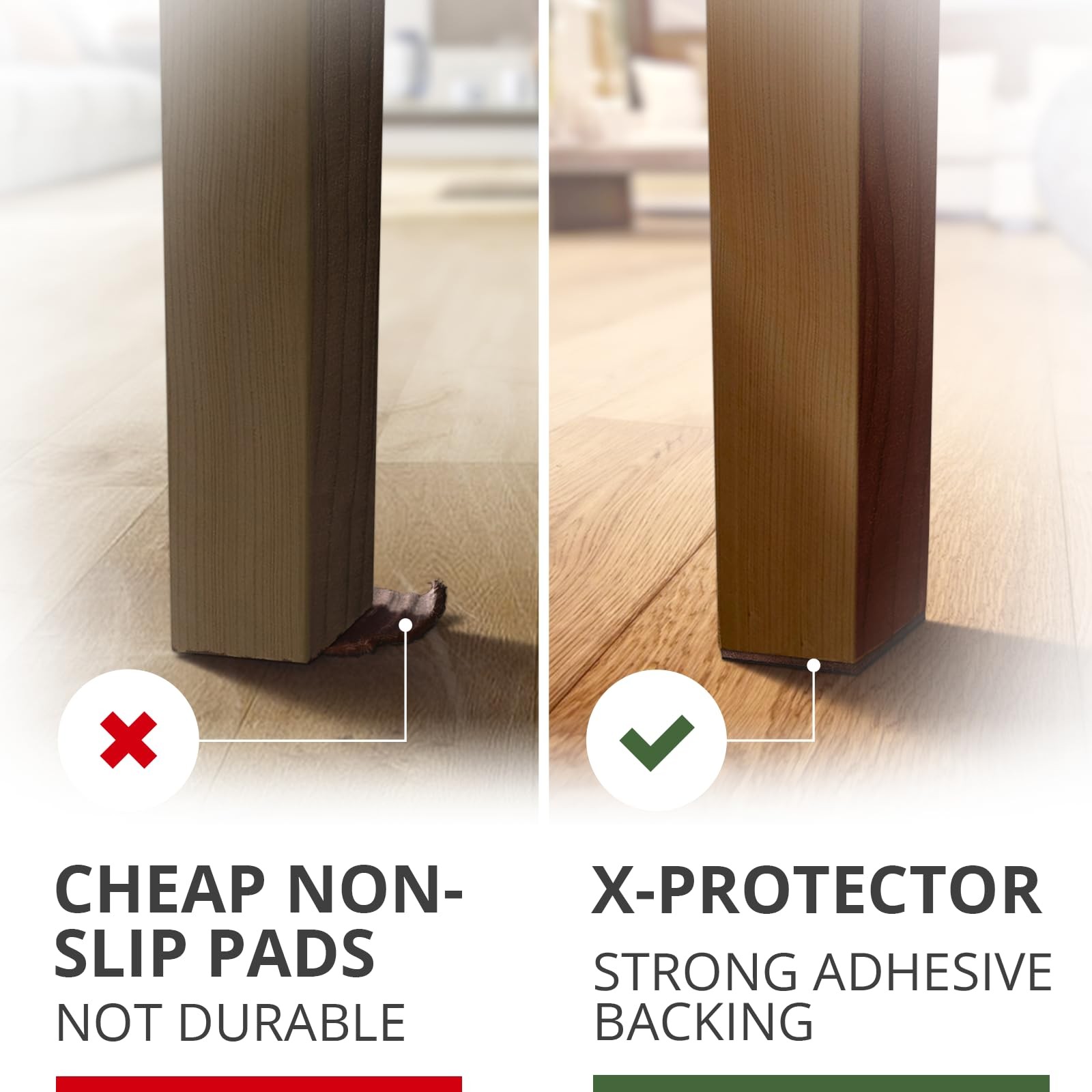 X-PROTECTOR Non Slip Furniture Pads – 12 3 inch 12 Square, Black / Brown
