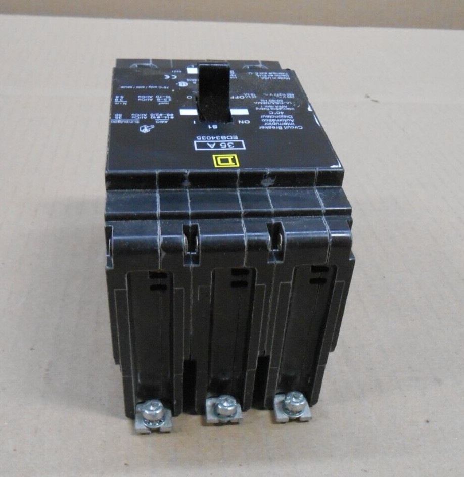 SQUARE D EDB EDB34035 35 AMP CIRCUIT BREAKER 35A 3 POLE 480Y/277V~ (11 AVAIL)