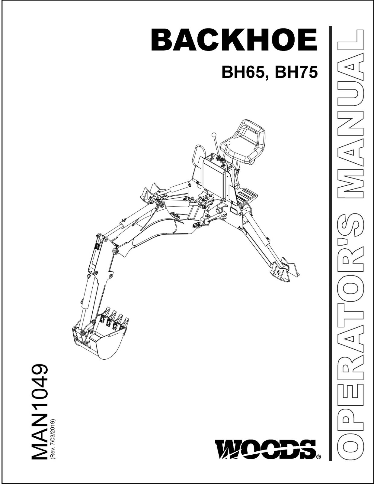 Backhoe Loader Operator Manual Fits Woods BH65 BH75 – Printed Manual