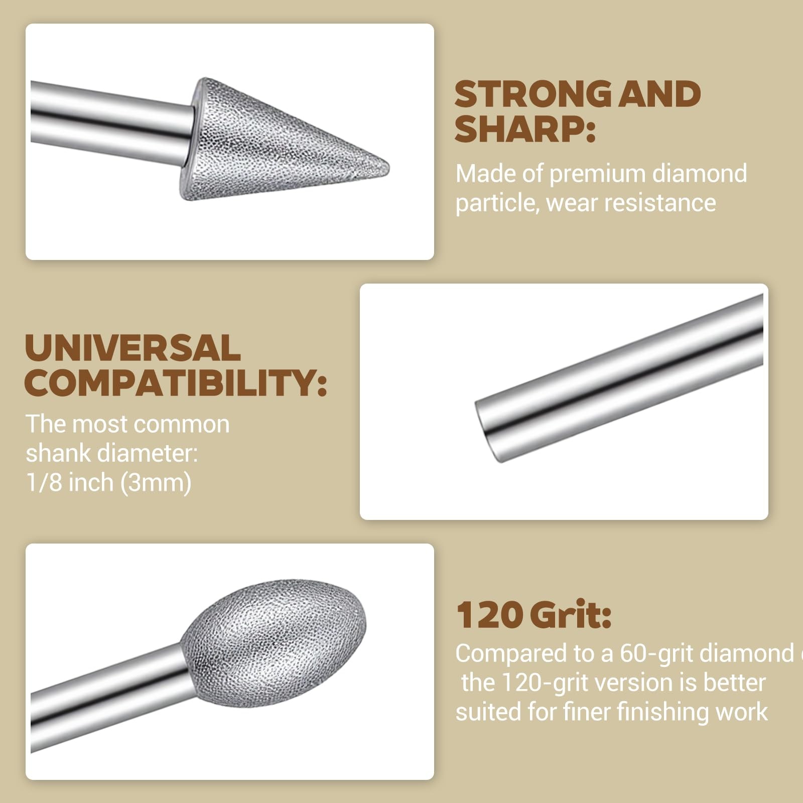 20Pcs 120 Grit Diamond Bits Set, 1/8 Inch Shank, Sturdy Engraving…