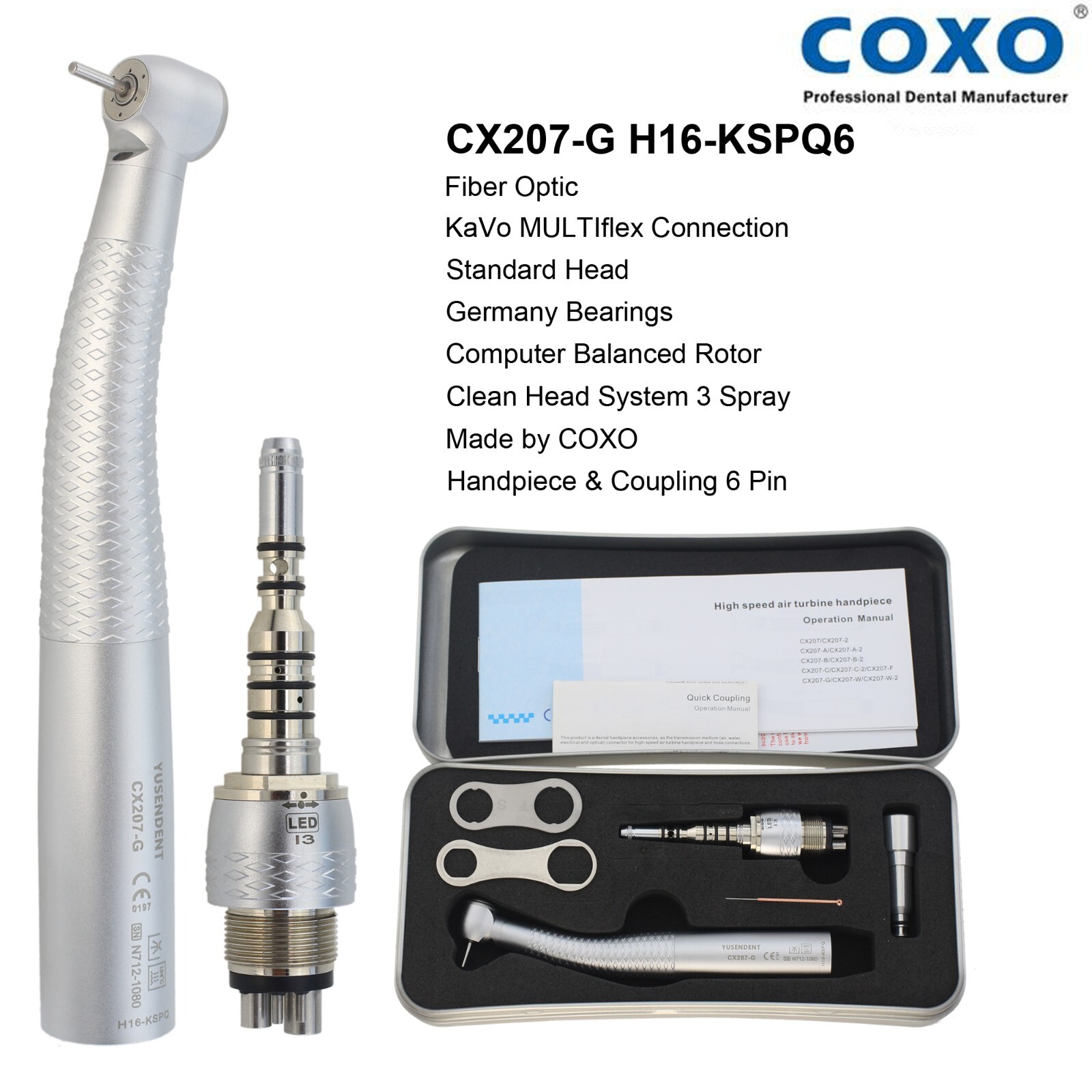 COXO Dental Turbine High Speed Handpiece Fiber Optic Mini KAVO Multiflex Coupler