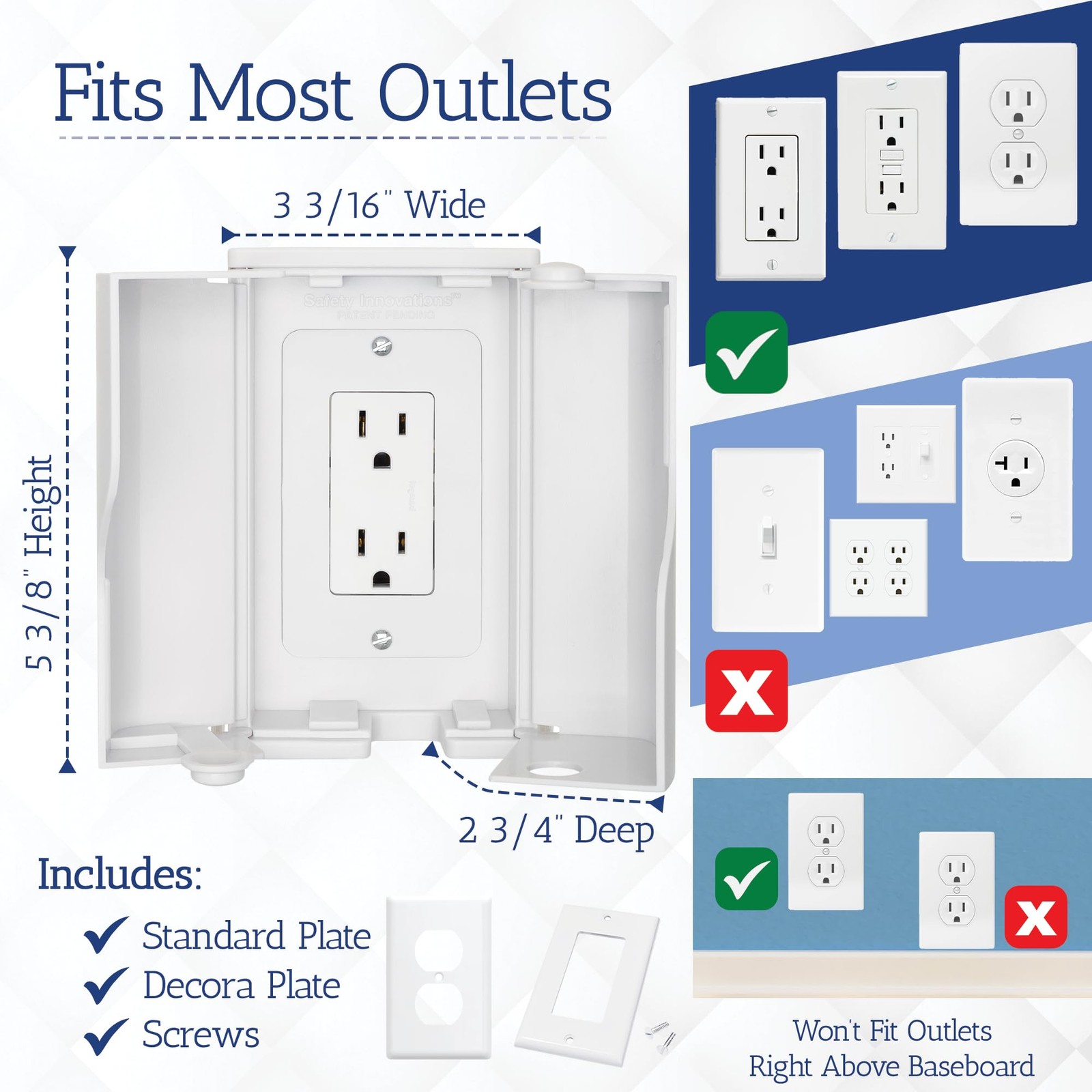 Safety Innovations Twin Door Baby Safety Outlet Cover Box for Babyproofing Ou…