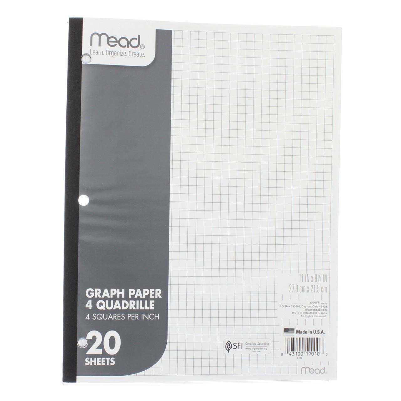 2 Pack Mead Learn. Organize. Create. Graph Paper 4 Squares per Inch Graph Pap…