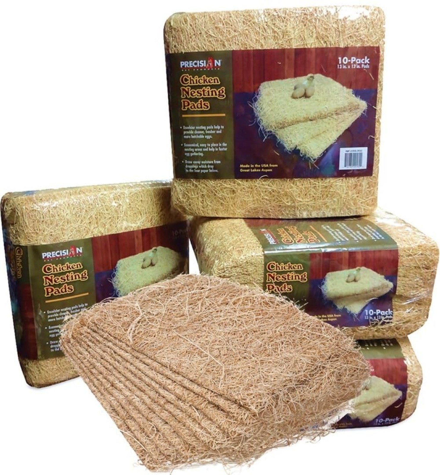 PRECISION PET Chicken Nesting Pads by Petmate, 13″ x 13″, 10 Pack, Beige | Ma…